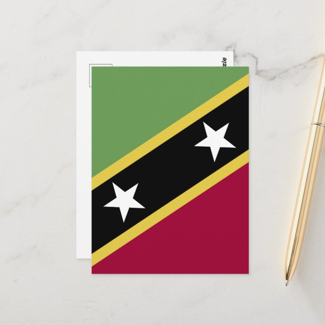 Carte Postale Drapeau de Saint-Kitts-et-Nevis (Devant/Arrière en situation)