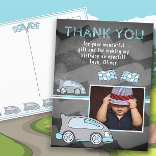 Carte Postale Drapeau de voiture de course Tableau Photo Anniver