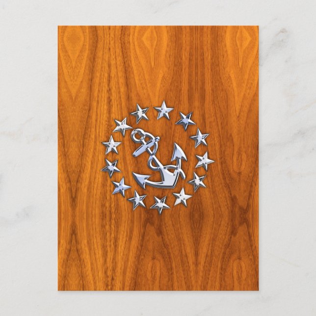 Carte Postale Drapeau de yacht Connexion en bois de teck nautiqu (Devant)