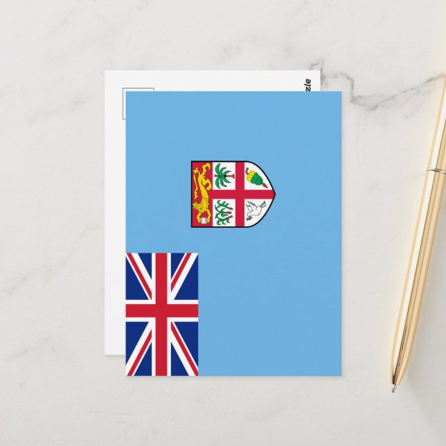 Carte Postale Drapeau des Fidji (Devant/Arrière en situation)
