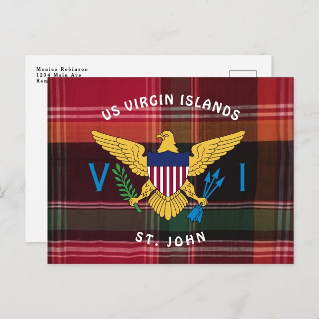 Carte Postale Drapeau des îles Vierges américaines St. John USVI (Devant / Derrière)