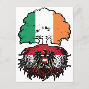 Carte Postale Drapeau des racines d'arbre Autriche Irlande Autri