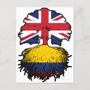 Carte Postale Drapeau des racines de l'arbre Colombie Colombien 