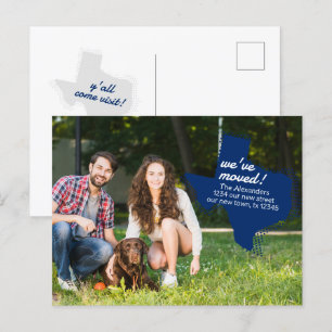 Carte Postale Drapeau d'Etat bleu Nous avons Déménagé - Dotted T