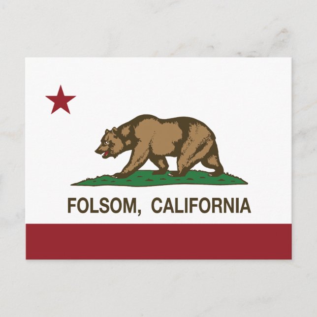 Carte Postale Drapeau d'État de Californie Folsom (Devant)