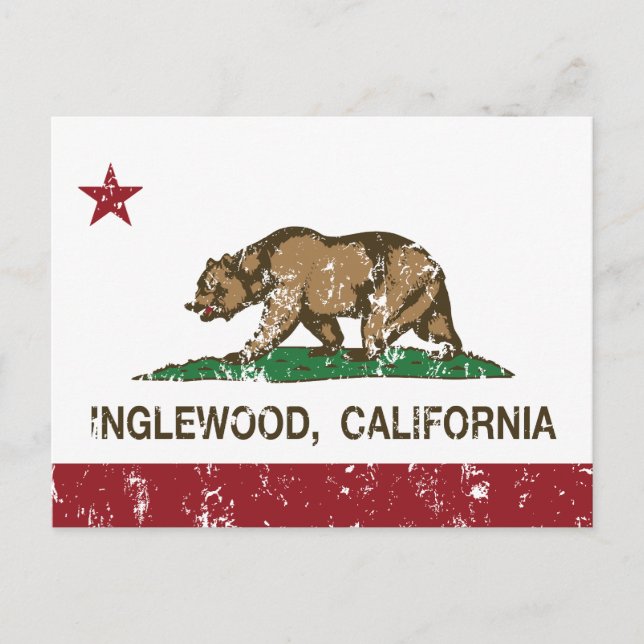 Carte Postale Drapeau d'État de Californie Inglewood (Devant)
