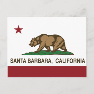 Carte Postale Drapeau d'État de Californie Père Noël Barbara