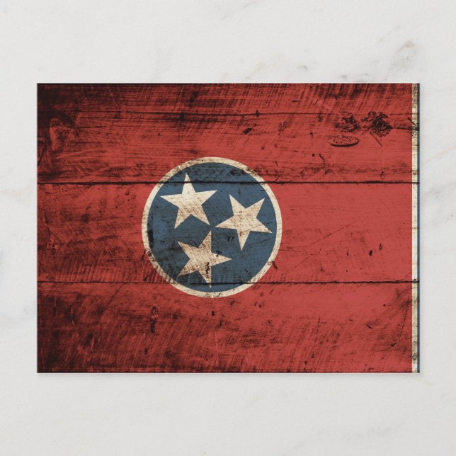 Carte Postale Drapeau d'état du Tennessee sur le vieux grain de  (Devant)