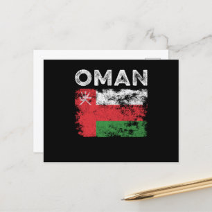 Carte Postale Drapeau d'Oman en détresse - Drapeau d'Oman