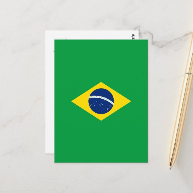 Carte Postale Drapeau du Brésil (Devant/Arrière en situation)