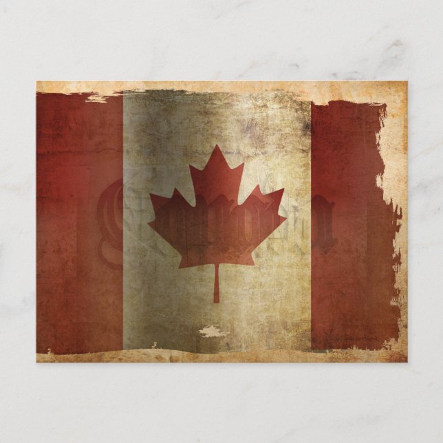 Carte Postale Drapeau du Canada / Grunge (Devant)