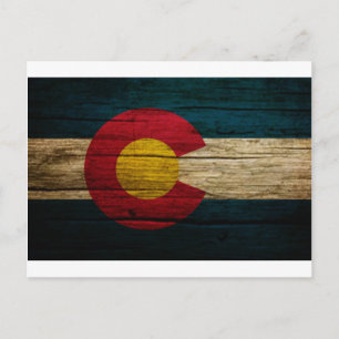 Carte Postale Drapeau du Colorado Bois ancien rustique