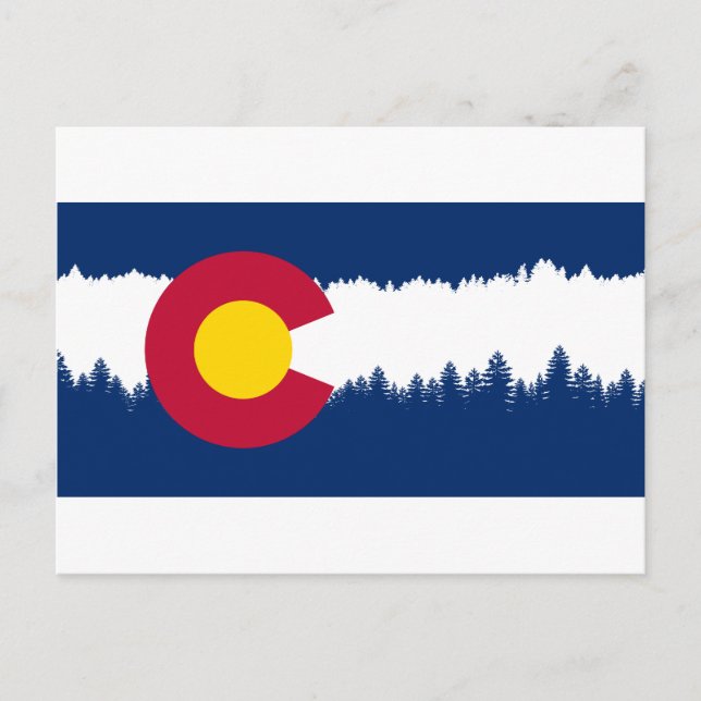 Carte Postale Drapeau du Colorado Treeline Silhouette (Devant)