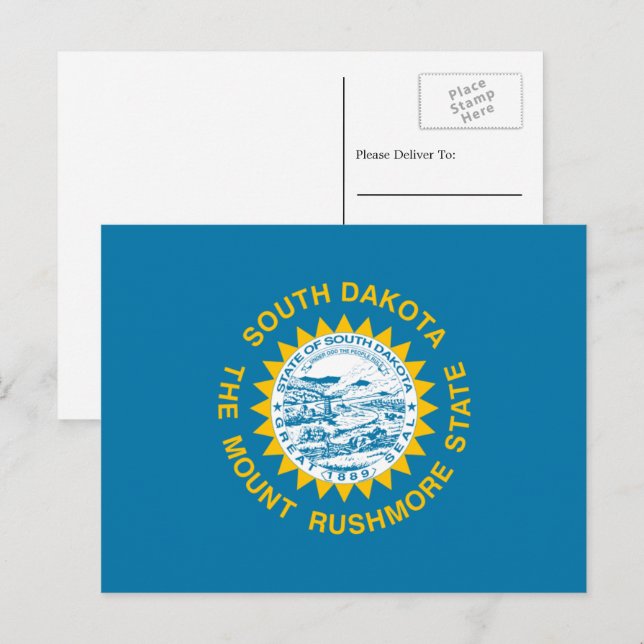 Carte Postale Drapeau du Dakota du Sud, Drapeau du Dakota du Sud (Devant / Derrière)
