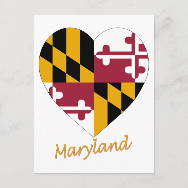 Carte Postale Drapeau du Maryland en forme de cœur (Devant)