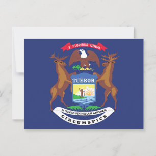 Carte Postale Drapeau du Michigan État des Grands Lacs Sceau Éla
