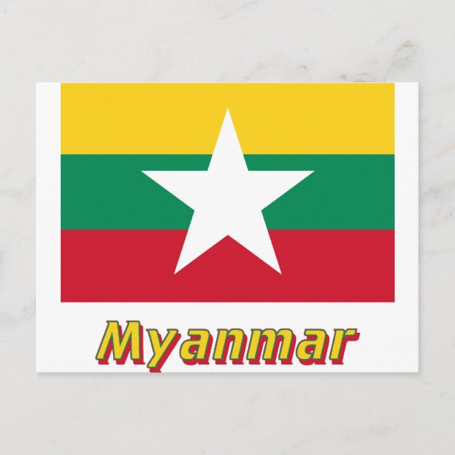 Carte Postale Drapeau du Myanmar avec nom (Devant)