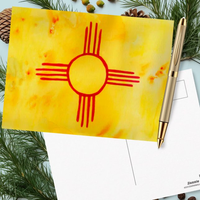 Carte Postale Drapeau du Nouveau-Mexique (New Mexico flag watercolor postcard)