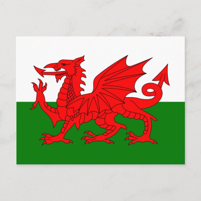 Carte Postale Drapeau du pays de Galles dragon rouge gallois (Devant)