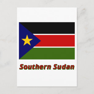 Carte Postale Drapeau du Sud-Soudan avec nom