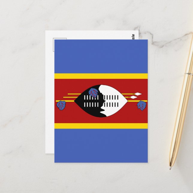 Carte Postale drapeau du Swaziland (Devant/Arrière en situation)