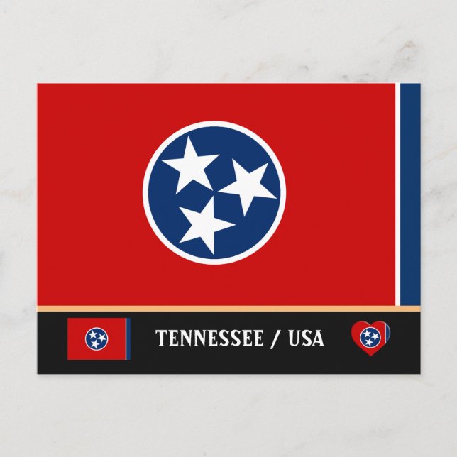 Carte Postale Drapeau du Tennessee & Tennessee États-Unis /Améri (Devant)