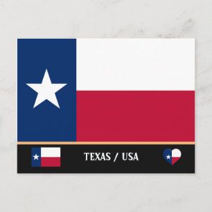 Carte Postale Drapeau du Texas et État du Texas USA /Amérique