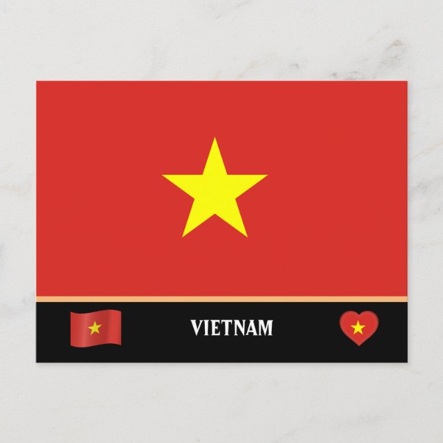 Carte Postale Drapeau du Vietnam et voyage au Vietnam (Devant)