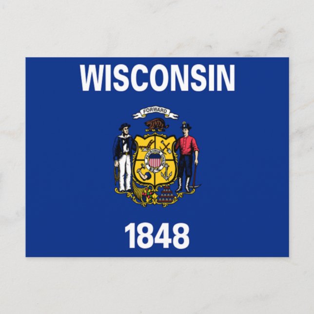 Carte Postale Drapeau du Wisconsin (Devant)