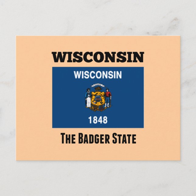 Carte Postale Drapeau du Wisconsin, État Badger (Devant)