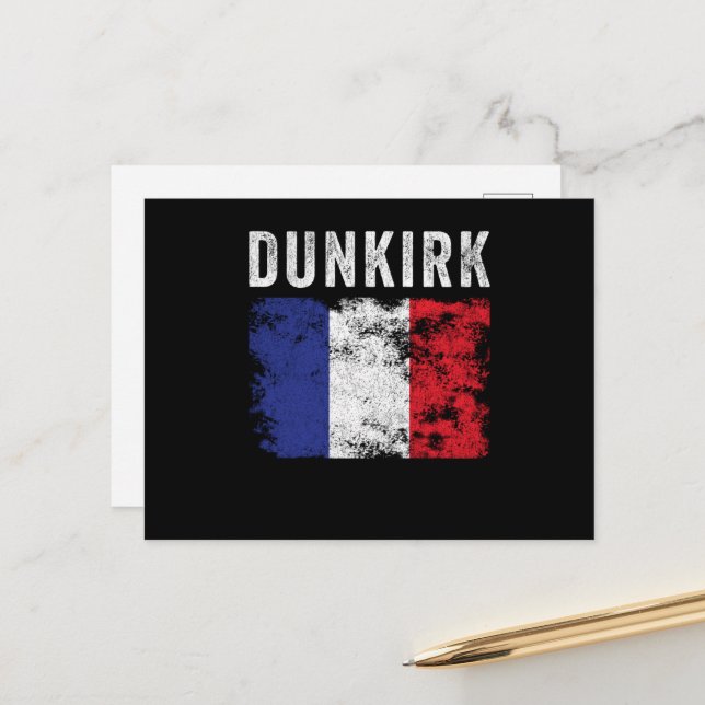 Carte Postale Drapeau Dunkerque France Souvenir français (Devant/Arrière en situation)