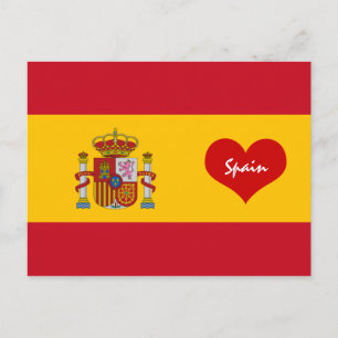 Carte Postale Drapeau espagnol avec coeur rouge - Espagne/Europe