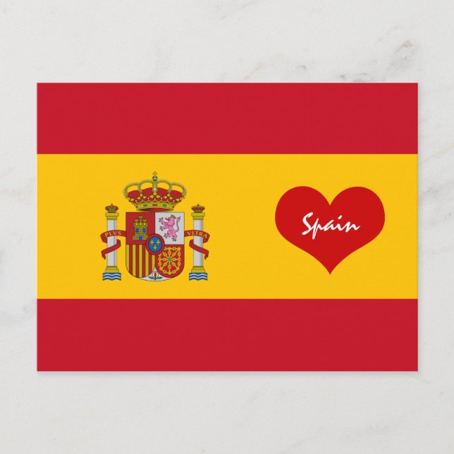Carte Postale Drapeau espagnol avec coeur rouge - Espagne/Europe (Devant)