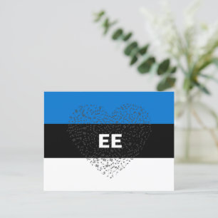 Carte Postale Drapeau estonien patriotique à coeur musical