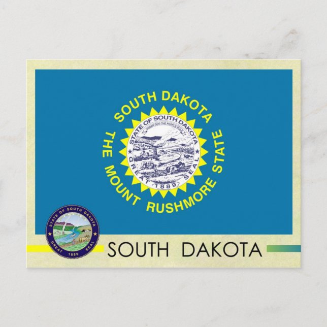 Carte Postale Drapeau et phoque de l'État du Dakota du Sud (Devant)