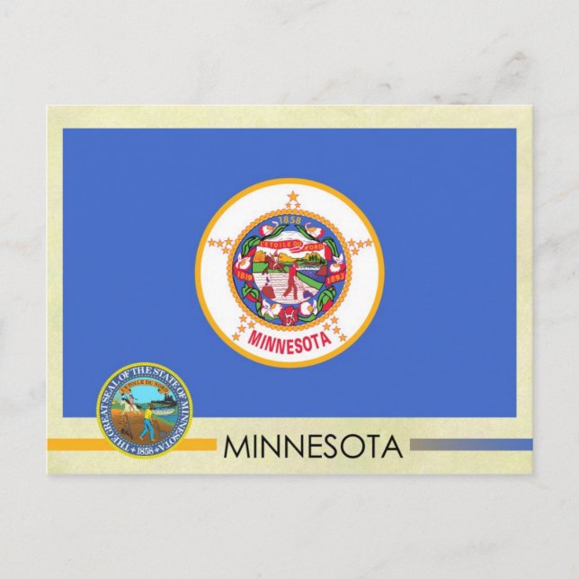 Carte Postale Drapeau et phoque de l'État du Minnesota (Devant)