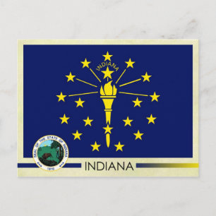 Carte Postale Drapeau et sceau de l'état de l'Indiana