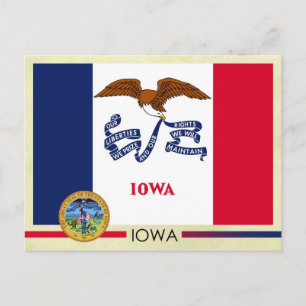 Carte Postale Drapeau et sceau de l'État de l'Iowa