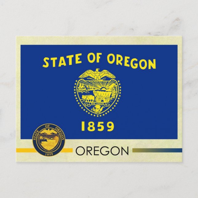 Carte Postale Drapeau et sceau de l'État de l'Oregon (Devant)