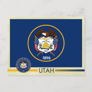 Carte Postale Drapeau et sceau de l'État de l'Utah