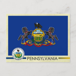 Carte Postale Drapeau et sceau de l'État de Pennsylvanie
