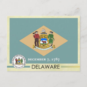 Carte Postale Drapeau et sceau de l'État du Delaware