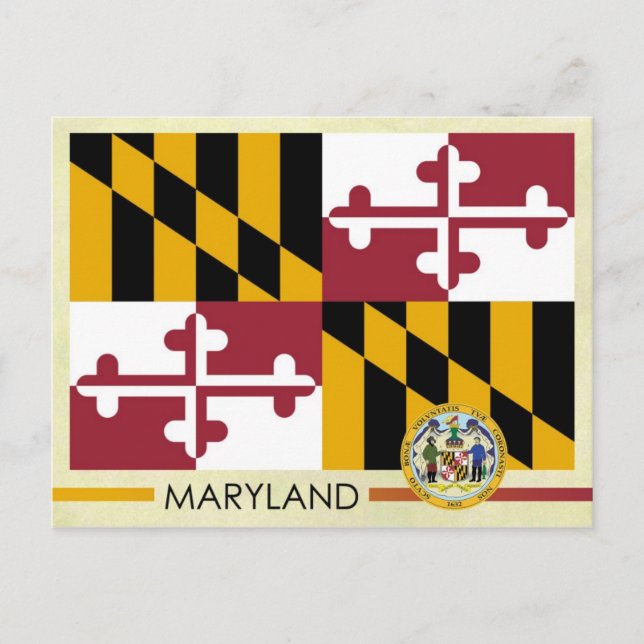 Carte Postale Drapeau et sceau de l'État du Maryland (Devant)