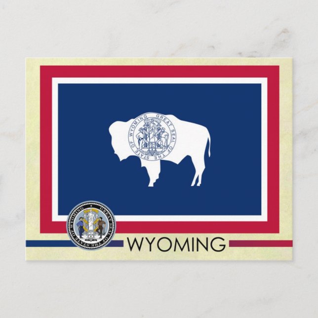 Carte Postale Drapeau et sceau de l'État du Wyoming (Devant)