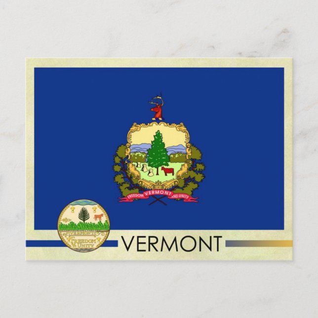 Carte Postale Drapeau et sceau du Vermont (Devant)