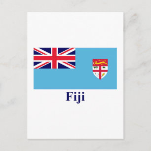Carte Postale Drapeau Fidji avec nom