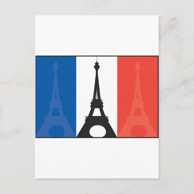 Carte Postale Drapeau français et tour Eiffel (Devant)