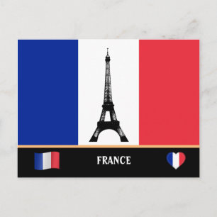 Carte Postale Drapeau français et Tour Eiffel Paris / France Car