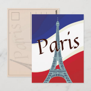 Carte Postale Drapeau Français Paris Tour Eiffel Voyage