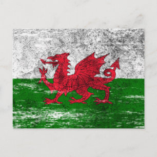 Carte Postale Drapeau gallois soufflé et usé